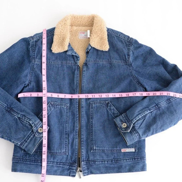 Vintage Levi's Dry Goods Trucker Winter Denim Jacket with Sherpa Lining Medium - Picture 5 of 14